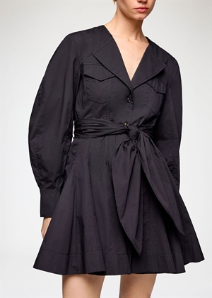 Stretch cotton mini skjorte kjole Black A1030479 Ganni 